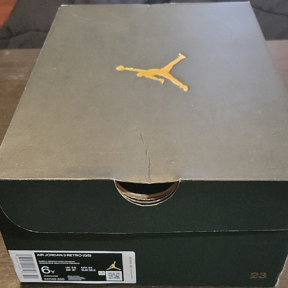 Air Jordan 3 Retro GG "Barely Grape" (2020) M6Y/W7.5 NEW W/OG BOX - Picture 11 of 11